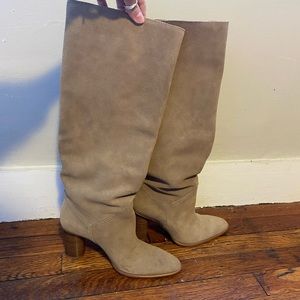 Zara slouchy suede boots